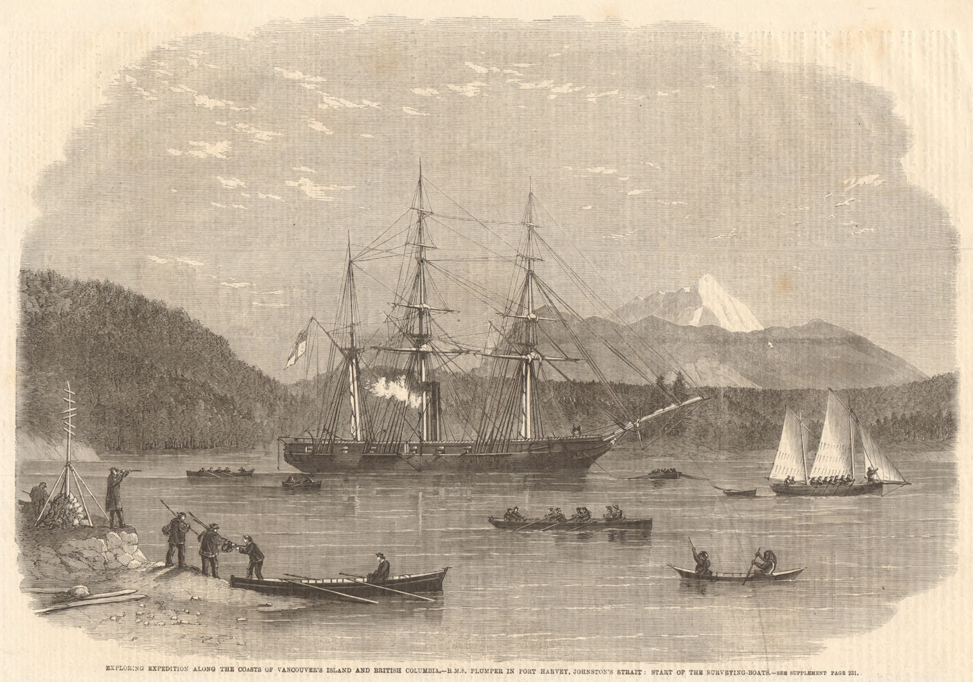 Vancouver Island British Columbia. HMS Plumper Port Harvey Johnstone Strait 1862